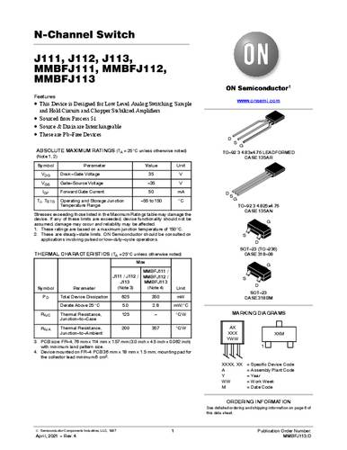 ON Semiconductor Transistor (BJT) - discreet J111-D26Z TO-92 Tape on Full reel