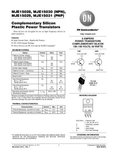 ON Semiconductor Transistor (BJT) - discreet MJE15030G TO-220 NPN Tube