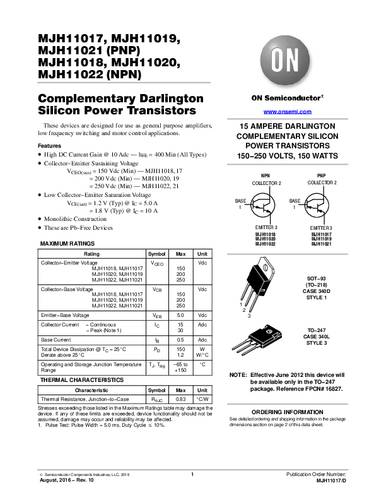 ON Semiconductor Transistor (BJT) - discreet MJH11022G TO-247 NPN Tube