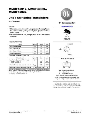 ON Semiconductor Transistor (BJT) - discreet MMBF4391LT1G SOT-23 Tape on Full reel