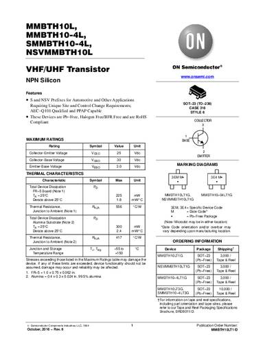 ON Semiconductor Transistor (BJT) - discreet MMBTH10LT1G SOT-23 NPN Tape on Full reel