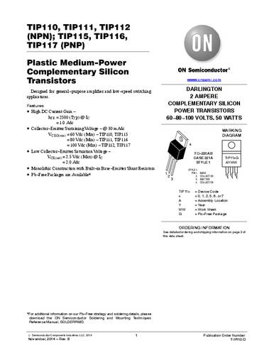 ON Semiconductor Transistor (BJT) - discreet TIP110G TO-220 NPN Tube