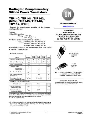 ON Semiconductor Transistor (BJT) - discreet TIP142G TO-247 NPN Tube