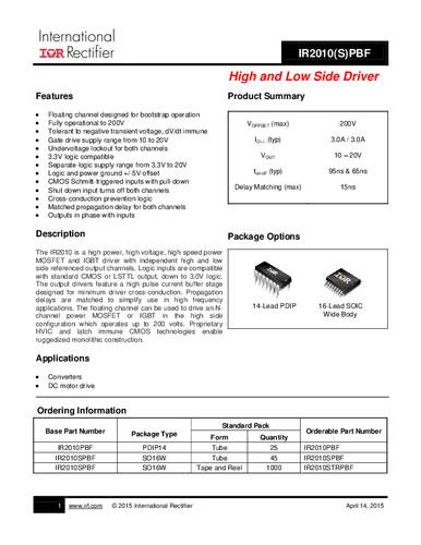 Infineon Technologies IR2010PBF SMD 1 stuk(s)