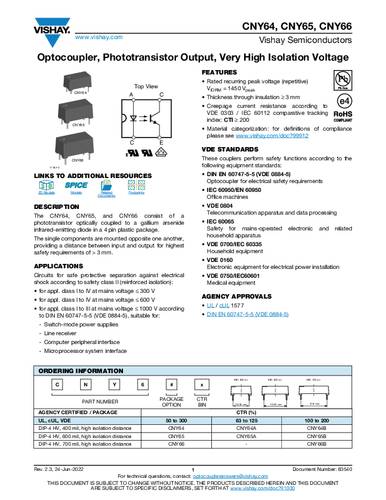 Vishay Optocoupler fototransistor CNY65 DIP-4 Transistor Tube