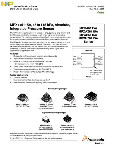 NXP Semiconductors MPXH6115A6U Druksensor 1 stuk(s) 15 kPa tot 115 kPa SMD, SMT Tube