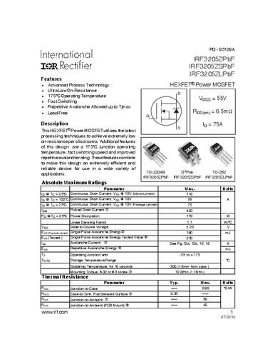 Infineon Technologies IRF3205ZSPBF-GURT MOSFET 1 N-kanaal 170 W D2PAK