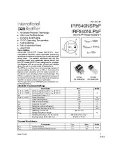 Infineon Technologies IRF540NSPBF-GURT MOSFET 1 N-kanaal 130 W D2PAK