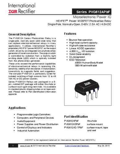 Infineon Technologies PVG612ASPBF SMD-6 Tube