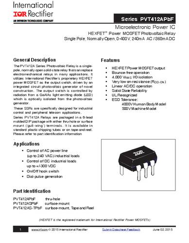 Infineon Technologies PVT412ASPBF SMD-6 Tube