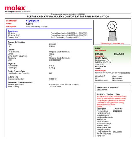 Molex 190730123 Ringkabelschoen 1 stuk(s)