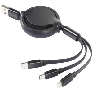 Renkforce USB-laadkabel USB 2.0 USB-A stekker 1.00 m Chroom-zwart Flexibel RF-5800360