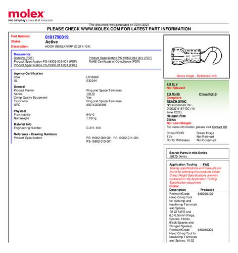 Molex 191790019 Vorkkabelschoen 1 stuk(s)