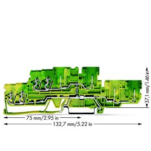 WAGO 870-137 Aardklem 2-etages 5 mm Veerklem Toewijzing: Terre Groen, Geel 40 stuk(s)