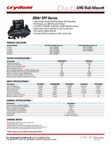 Crydom Halfgeleiderrelais DRA1-SPF240D25R 1 stuk(s)