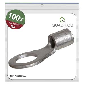 Quadrios 23C502 Ringkabelschuh Querschnitt (max.)=2.5mm² Loch-Ø=5.3mm Unisoliert 100St.