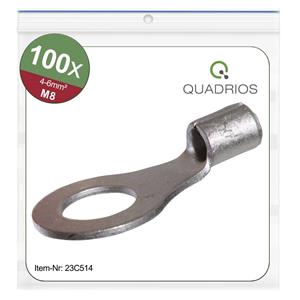 Quadrios 23C514 Ringkabelschoen Dwarsdoorsnede (max.): 6 mm² Gat diameter: 8.5 mm Ongeïsoleerd 100 stuk(s)