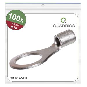 Quadrios 23C515 Ringkabelschoen Dwarsdoorsnede (max.): 6 mm² Gat diameter: 10.5 mm Ongeïsoleerd 100 stuk(s)