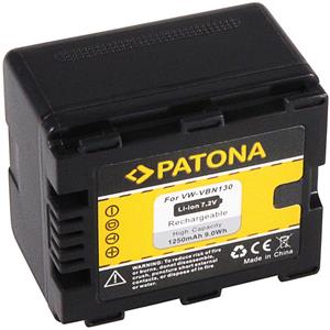 Patona Akku für Panasonic VBN130 Kamera-Akku Ersatzakku 1250 mAh (7,2 V, 1 St), VBN130E VW-VBN130 SD800 SD900 TM900 X920M HS900 SD909