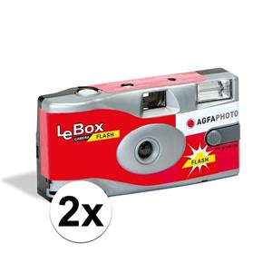 Merkloos 2x Wegwerp camera/fototoestel met flits voor 27 kleuren fotos -