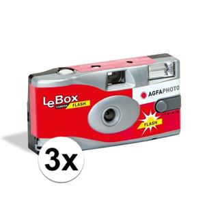Merkloos 3x Wegwerp camera/fototoestel met flits voor 27 kleuren fotos -