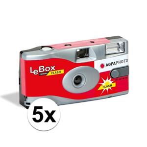 Merkloos 5x Wegwerp camera/fototoestel met flits voor 27 kleuren fotos -