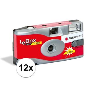 Merkloos 12x Wegwerp camera/fototoestel met flits voor 27 kleuren fotos -