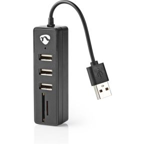 Nedis USB-Hub USB-A Stecker - USB-A Stecker, USB-A Buchse, 3-Port port(s), Stromversorgung über USB, SD & MicroSD, 3x USB