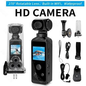 Bobo Life 4K HD Pocket Action Camera 270 ° draaibare Wifi Mini-sportcamera met waterdichte behuizing voor helm Reisfiets Driver Recorder