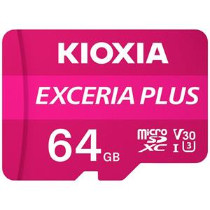 Kioxia EXCERIA PLUS microSDXC-Karte 64GB A1 Application Performance Class, UHS-I, v30 Video Speed Cl