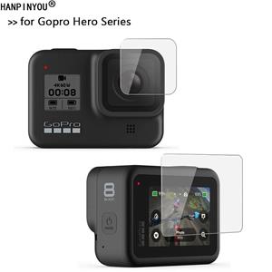 LiLongjiang 1Set voor Gopro Hero 5 6 7 8 9 Zwart / Sessie 9H 2.5D Camera Lens + LCD Screen Protector Gehard Glas Film voor Gopro Hero9