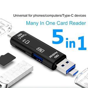 Happy family Type C & Micro USB & USB 5 in 1 OTG-kaartlezer Hoge snelheid Universele OTG TF/USB voor Android Computer Uitbreidingsheaders