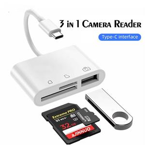 AOTOWIN Type C Adapter Kaartlezer TF / SD USB 3 in 1 Camera Memory CardReader