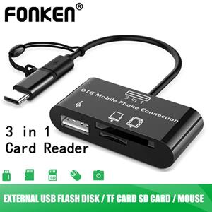 FONKEN 3 in 1 Type-c Micro USB SD TF Telefoon OTG-kaartlezer Hostadapter SD-kaartlezer U Disk Reader Adapter voor telefoon Macbook Tablet