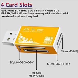 MIER-Style Smart multifunctionele Laptop Computer Geheugenkaart 4 Slot Aluminium USB 2.0 SD/MS/M2/TF kaartlezer Adapter Kaartlezer