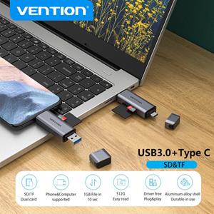 Vention Ventie SD-kaartlezer USB Type C naar Micro SD TF-kaartadapter voor laptopaccessoires Telefoon Smart Memory USB 3.0 SD-kaartadapter