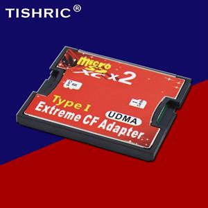 TISHRIC ZMX Direct TISHRIC Dual Micro SD TF naar CF-adapter voor MicroSD SDHC SDXC Compact Flash Type I Reader Converter