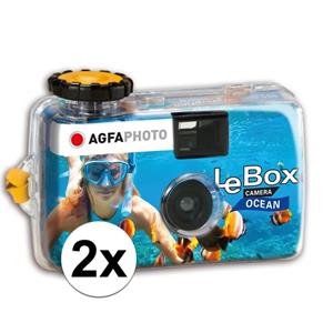 Merkloos 2x Wegwerp onderwatercameras/fototoestelen met flits voor 27 kleuren fotos -