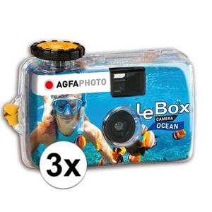 Merkloos 3x Wegwerp onderwatercameras/fototoestelen met flits voor 27 kleuren fotos -