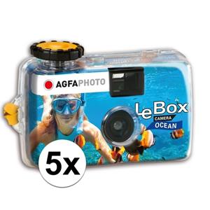 Merkloos 5x Wegwerp onderwatercameras/fototoestelen met flits voor 27 kleuren fotos -