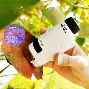 Nobita Handheld Microscope Kit LED Light 60X-120X Home School Biological Science Educational Toys