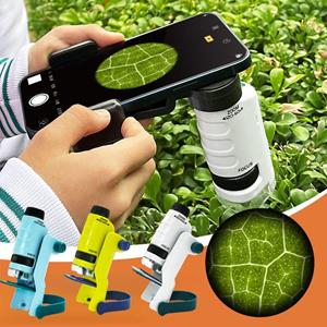 ZCXU Kinderen draagbare microscoop biologisch educatief speelgoed voor kinderen Home School Science Kit LED-licht 60X-120X STEM gift vergrootglas