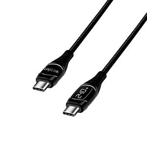 LogiLink USB-C Kabel USB 2.0 USB-A Stecker 2m Schwarz beidseitig verwendbarer Stecker CU0185