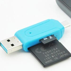 The 3C factory 1pc 2 in 1 USB 2.0 TF / SD Micro USB OTG geheugenkaartlezer adapter telefoon extensie headers