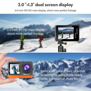TOMTOP JMS Actiecamera 4K Ultra HD 24MP Waterdicht Anti-trillen met 2,0 inch aanraakbedieningsscherm Dubbel scherm