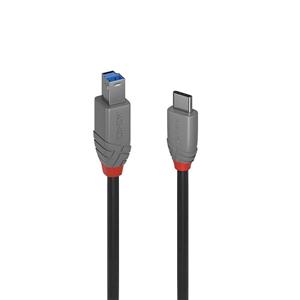 LINDY USB-kabel USB 3.2 Gen1 (USB 3.0 / USB 3.1 Gen1) USB-C stekker, USB-B stekker 1.00 m Zwart 36666