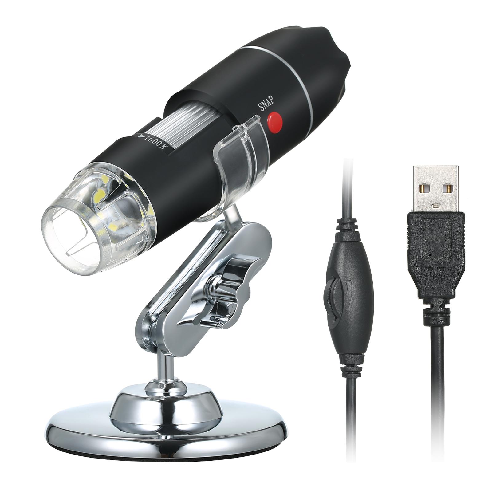 TOMTOP JMS USB digitale microscoop 1600X vergrotingscamera 8 LED's met standaard draagbare handheld inspectie