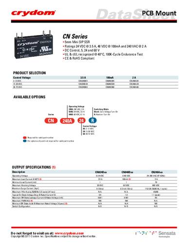 Crydom Halfgeleiderrelais CN240A60R 1 stuk(s)