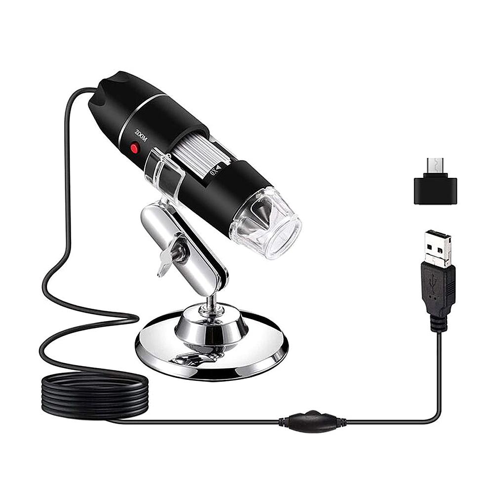 TOMTOP JMS 1600X bekabelde digitale microscoop draagbare handheld microscoop met USB + micro USB-interfaces 8 LED