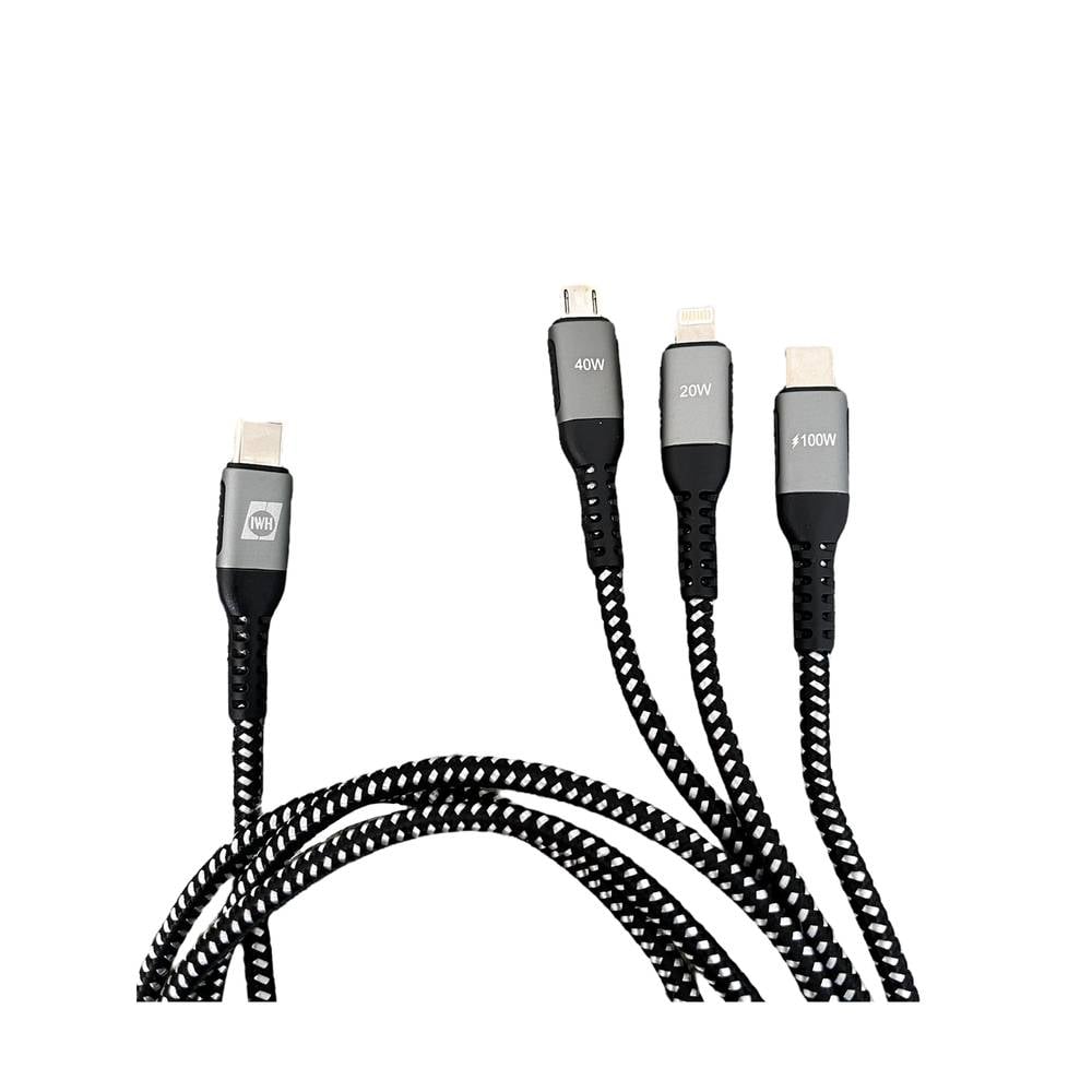 IWH USB-Ladekabel USB-C, USB-Micro-A Buchse, Apple Lightning Stecker 1.2m 019057